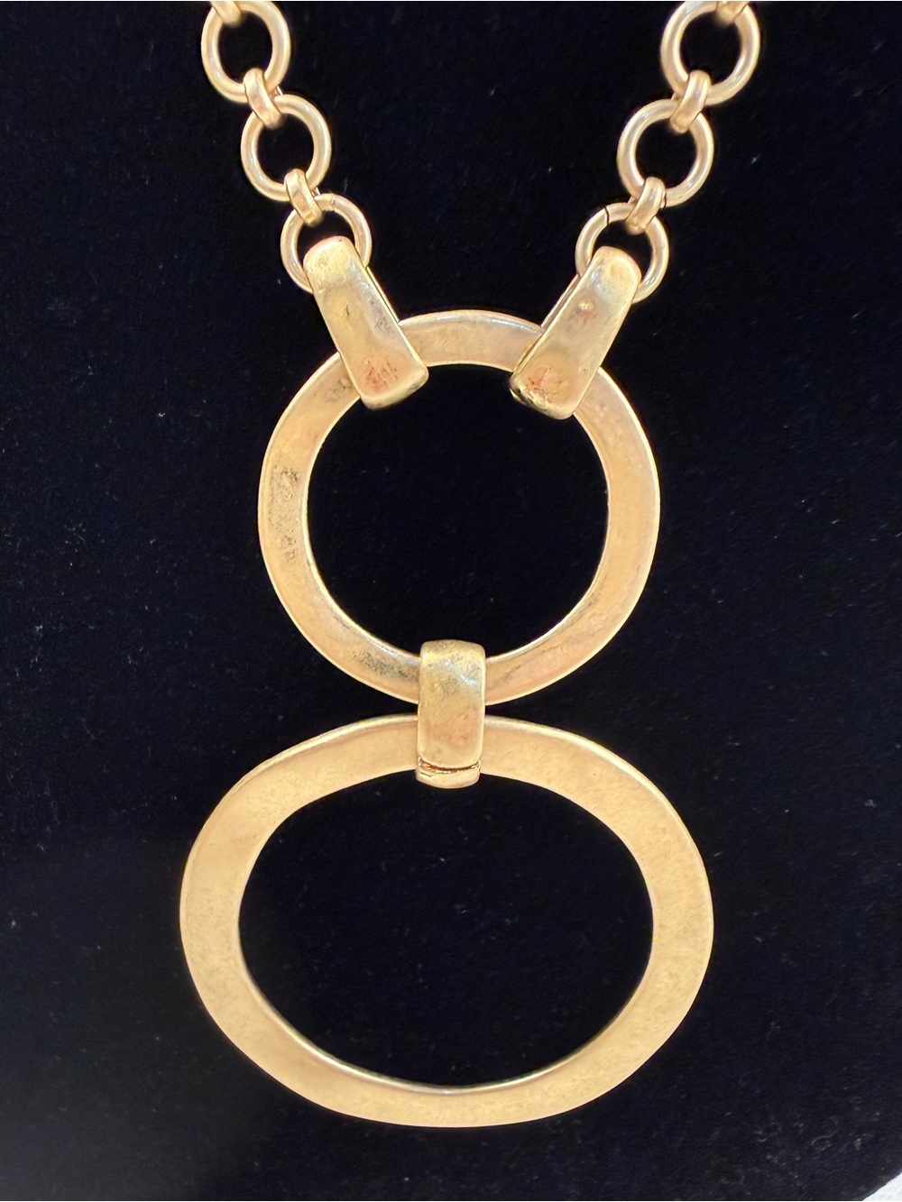 CAbi Gold Tone Double Circle Pendant Long Statement Necklace - Picture 2 of 5
